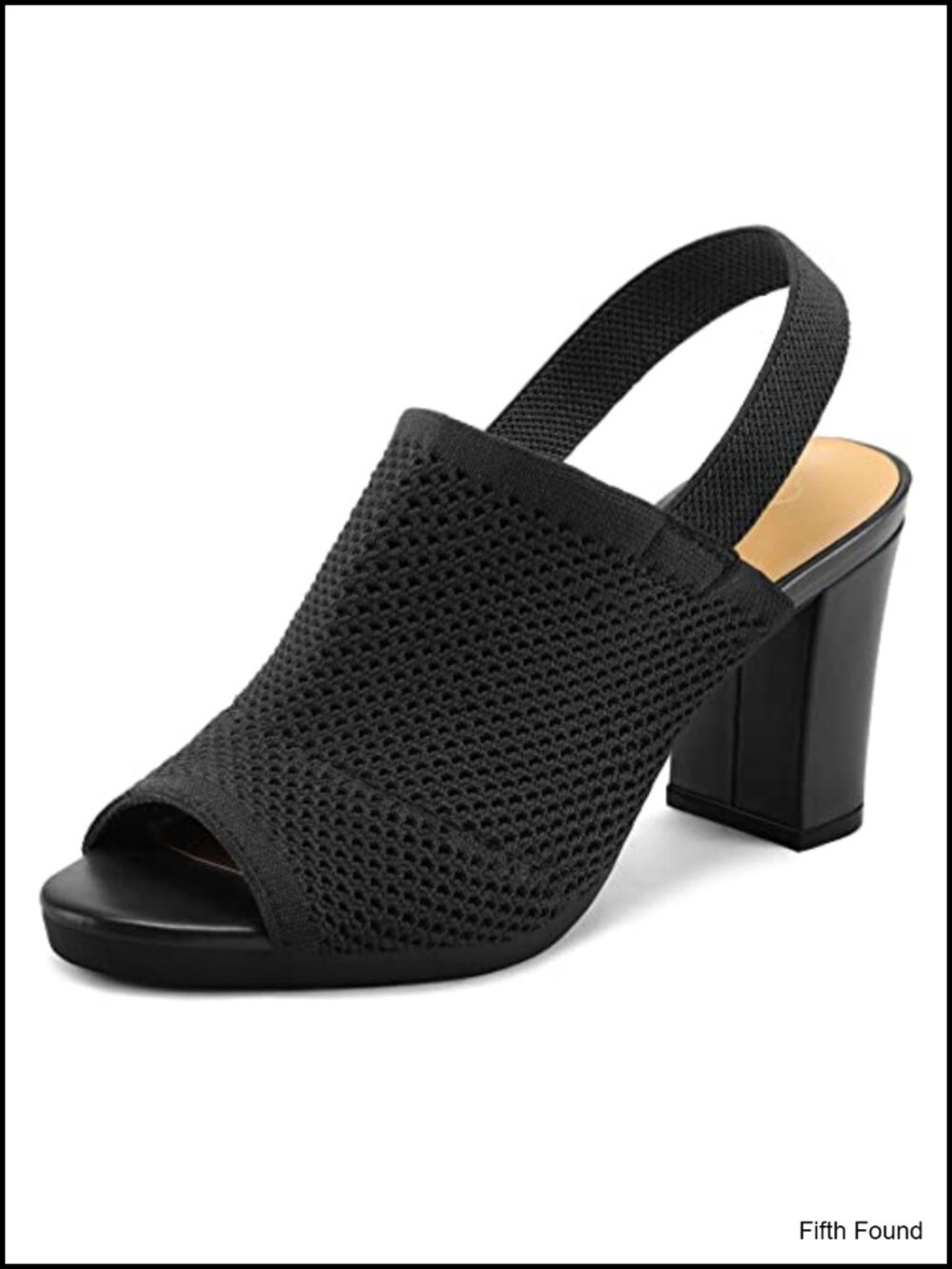 Women's Knit Peep Toe Sandals Elastic Slingback Chunky Block Heels